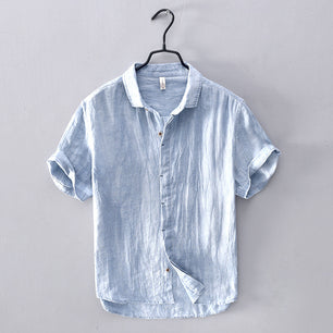 Linen casual men's short-sleeved shirt - VERSO 