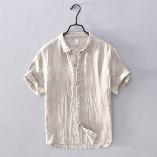 Linen casual men's short-sleeved shirt - VERSO 