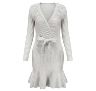 V-Neck Knitted Dress - VERSO 