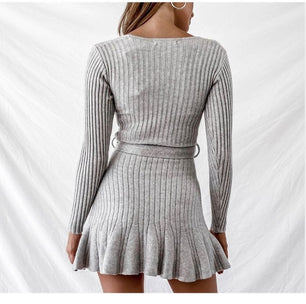 V-Neck Knitted Dress - VERSO 