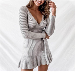 V-Neck Knitted Dress - VERSO 