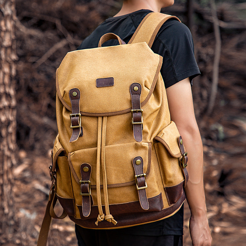 Large Capacity Waterproof Outdoor Canvas Vintage Backpack - VERSO 