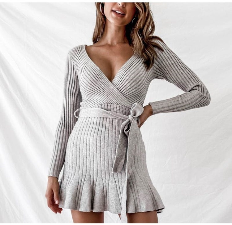 V-Neck Knitted Dress - VERSO 