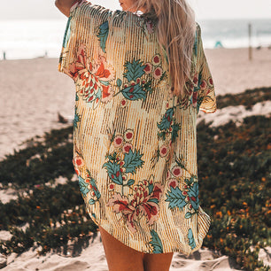 Chiffon printed beach shirt robe - VERSO 