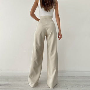 Knitted Straight Wide-Leg Pants - VERSO 