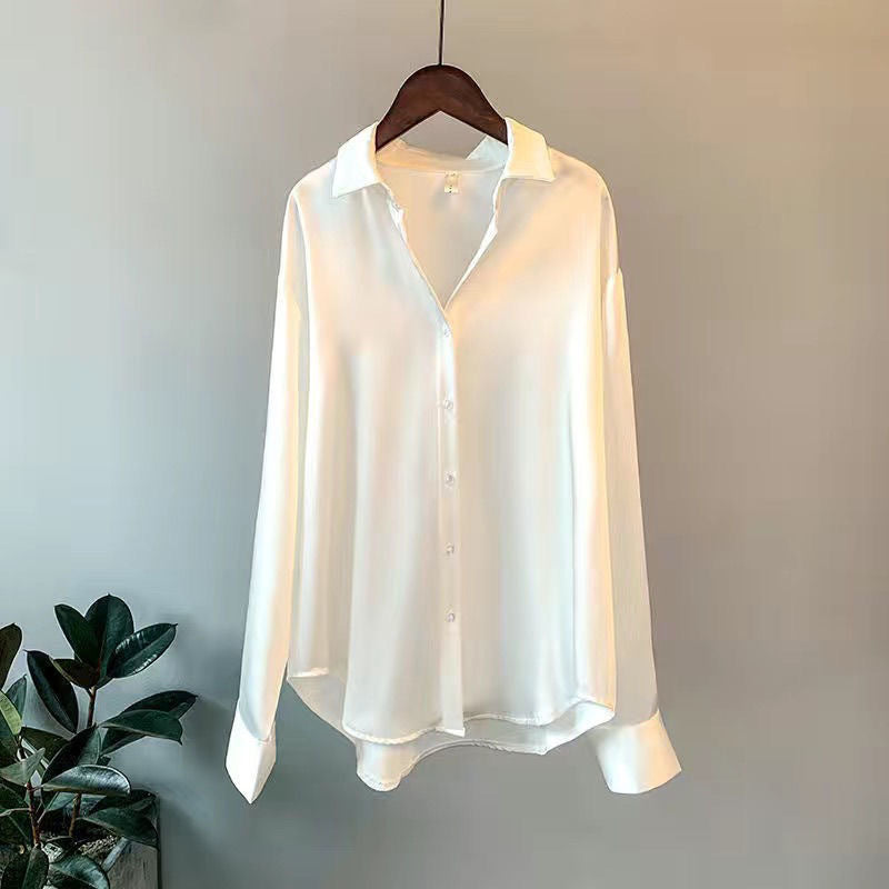 Long-sleeved Satin Shirt - VERSO 