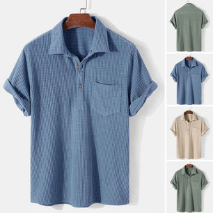 Short-Sleeved Corduroy Lapel Shirt - VERSO 