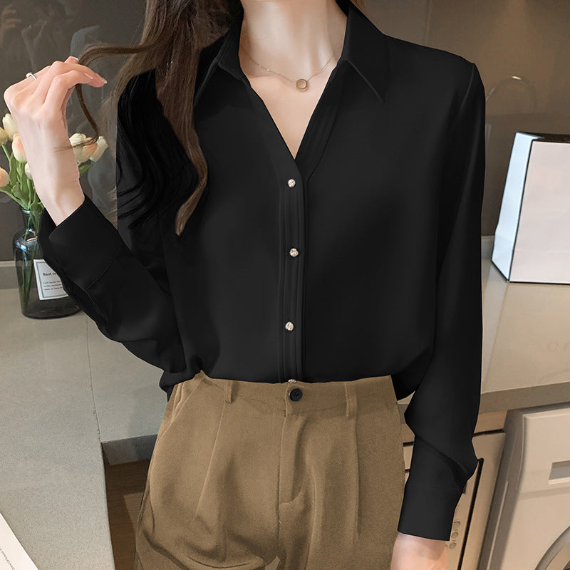 Long-sleeved satin shirt for women - VERSO 