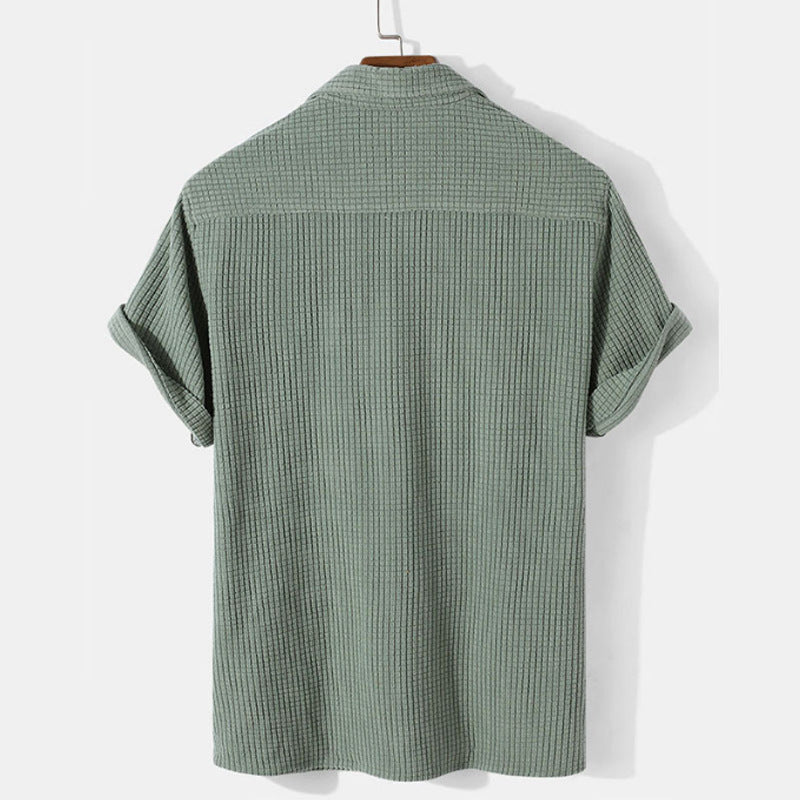 Short-Sleeved Corduroy Lapel Shirt - VERSO 