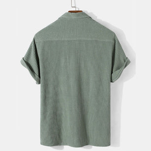 Short-Sleeved Corduroy Lapel Shirt - VERSO 