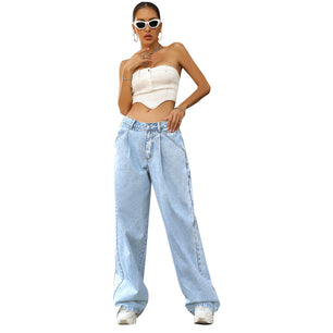 Women's High-Waist Loose Denim Trousers - VERSO 