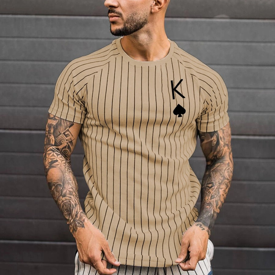 Men's Round Neck Striped T-Shirt - VERSO 