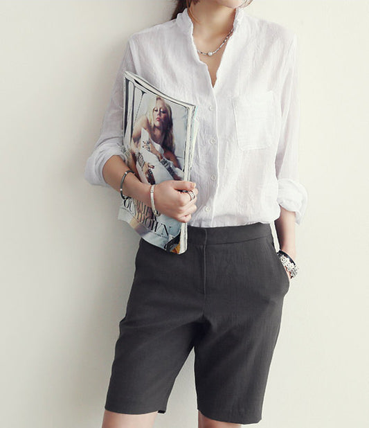 Cotton and linen shirt for women - VERSO 