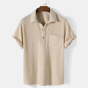 Short-Sleeved Corduroy Lapel Shirt - VERSO 