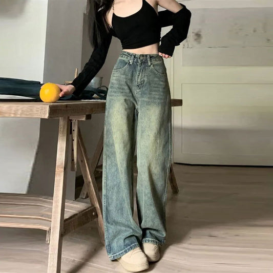 High-waist slim casual wide-leg jeans - VERSO 