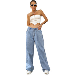 Women's High-Waist Loose Denim Trousers - VERSO 