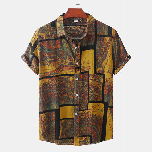 Hawaiian print short-sleeved shirt - VERSO 