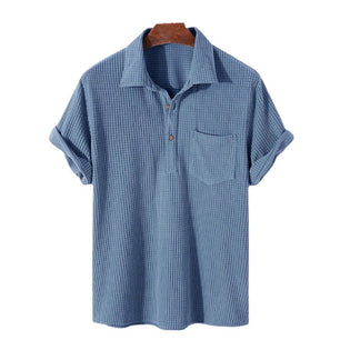 Short-Sleeved Corduroy Lapel Shirt - VERSO 