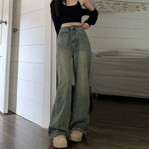 High-waist slim casual wide-leg jeans - VERSO 