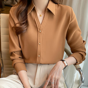 Long-sleeved satin shirt for women - VERSO 