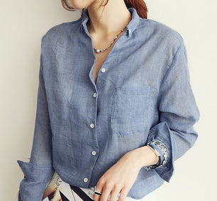 Cotton and linen shirt for women - VERSO 