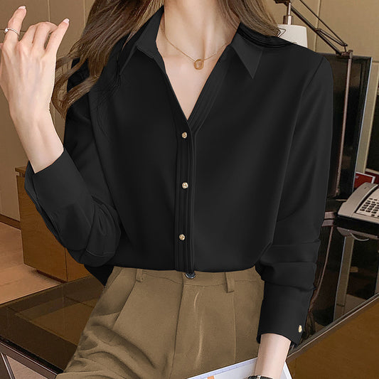 Long-sleeved satin shirt for women - VERSO 