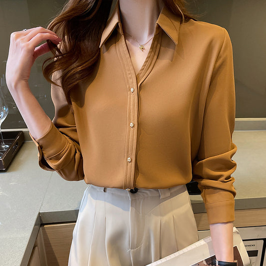 Long-sleeved satin shirt for women - VERSO 