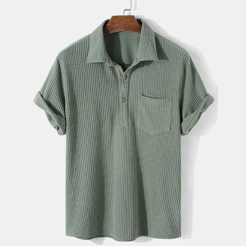 Short-Sleeved Corduroy Lapel Shirt - VERSO 