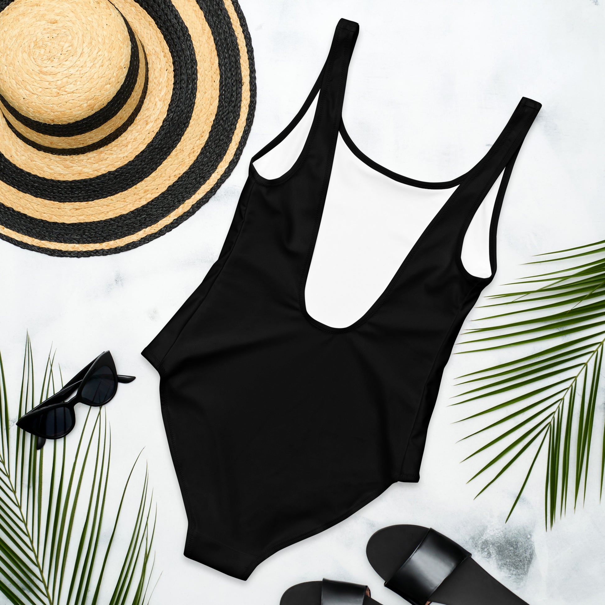 Solid Black One-Piece Swimsuit - VERSO 